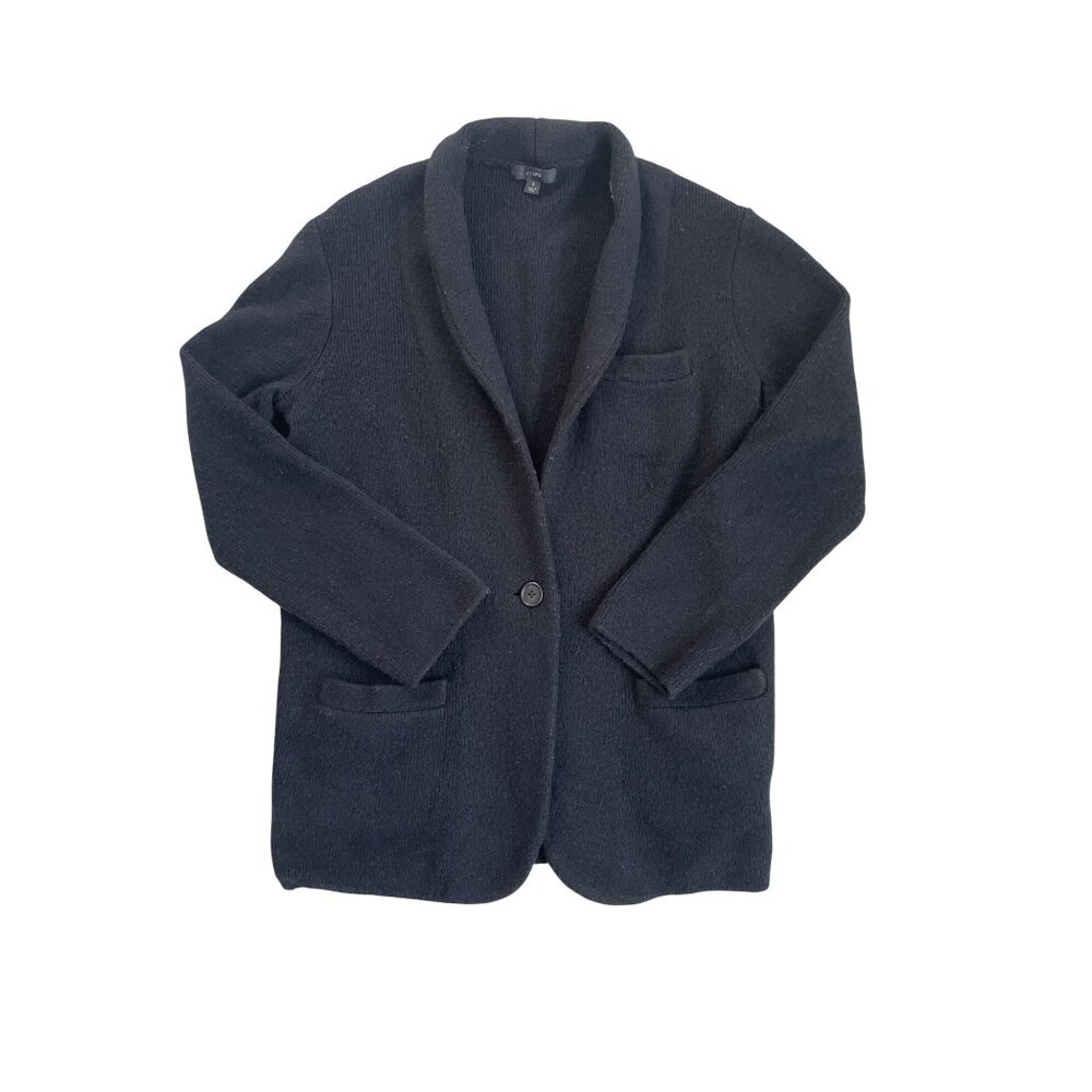 J. Crew Womens Small Cocoon Sweater Blazer Merino Wool Alpaca Shawl Collar Cardi